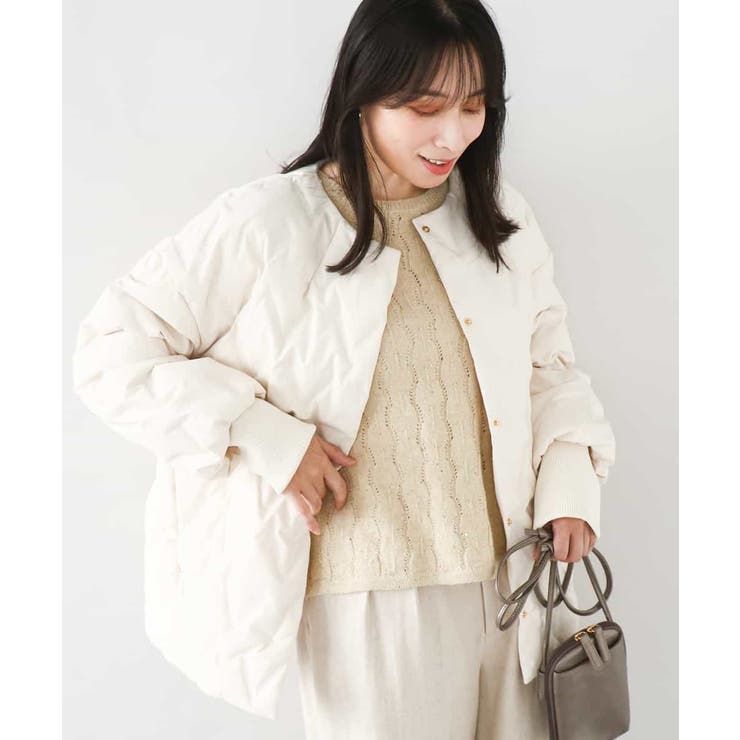 アイボリー | ノーカラーミドル丈ダウンコート | MK MICHEL KLEIN