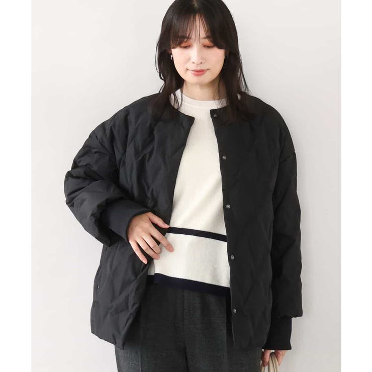 【ARTS & SCIENCE】ノーカラーダウンコート ブラック ノーカラーミドル丈ダウンコート[品番：ITKW0023287]｜MK MICHEL