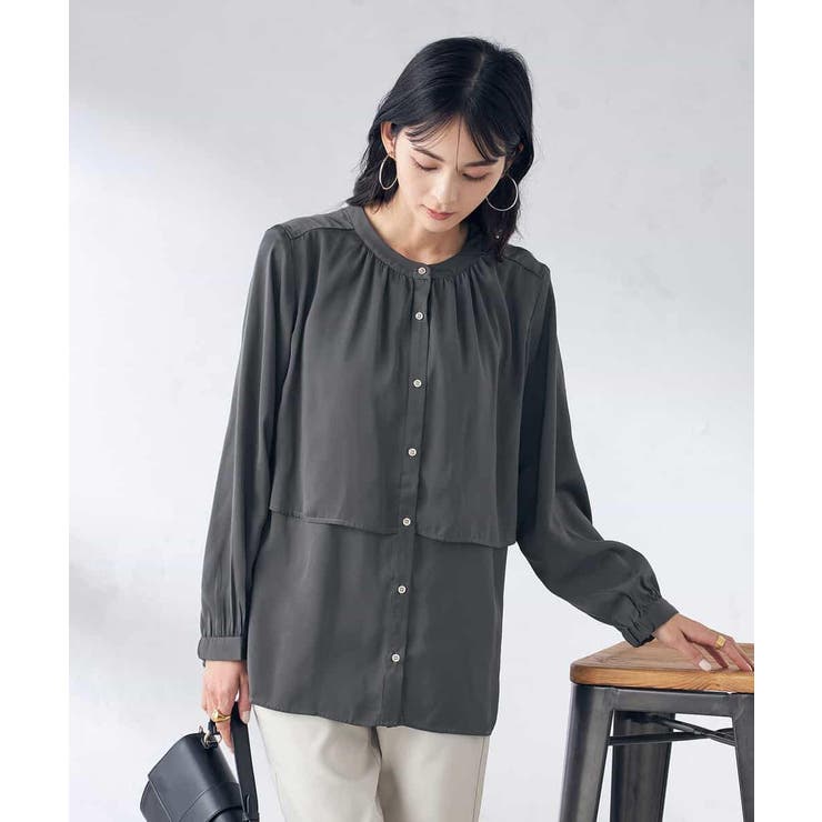 【前後2WAY】レイヤード風サテンブラウス | a.v.v【WOMEN】 | 詳細画像7 