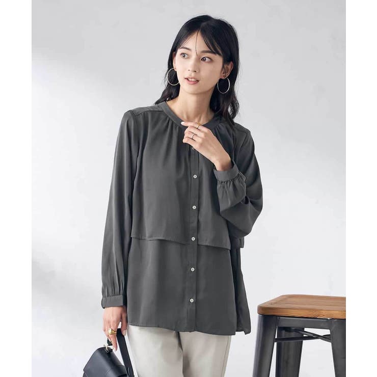 【前後2WAY】レイヤード風サテンブラウス | a.v.v【WOMEN】 | 詳細画像8 