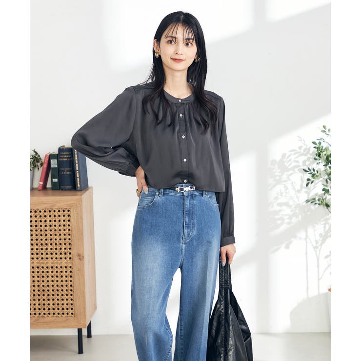 ダークグレー | 【前後2WAY】レイヤード風サテンブラウス | a.v.v【WOMEN】