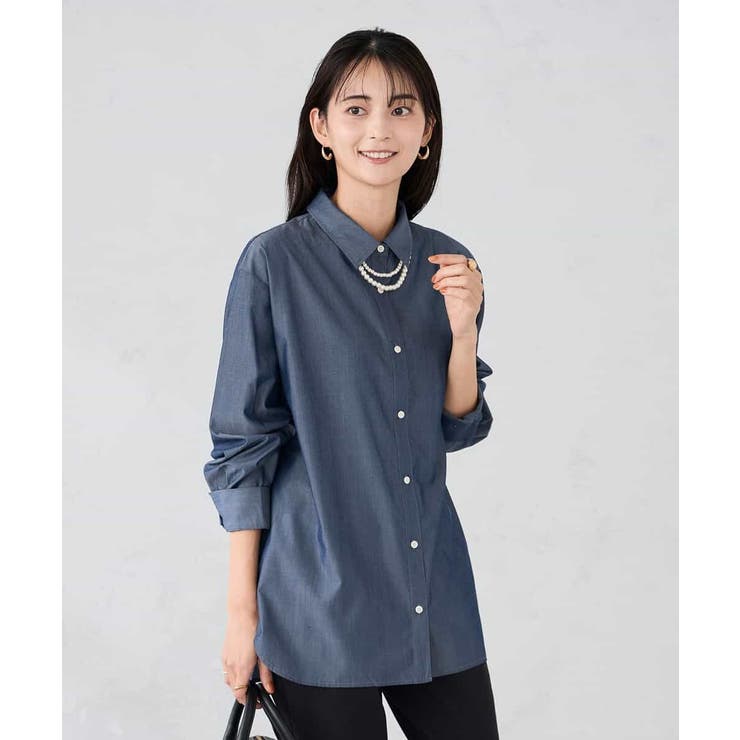 ネイビー | 【防シワ】ベーシックシャツ | a.v.v【WOMEN】