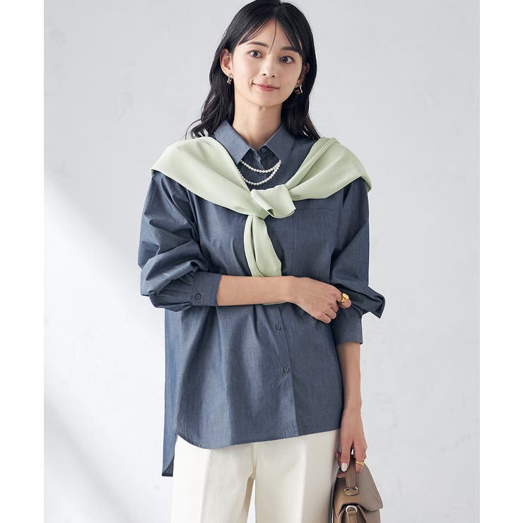 ネイビー | コットンベーシックシャツ | a.v.v【WOMEN】