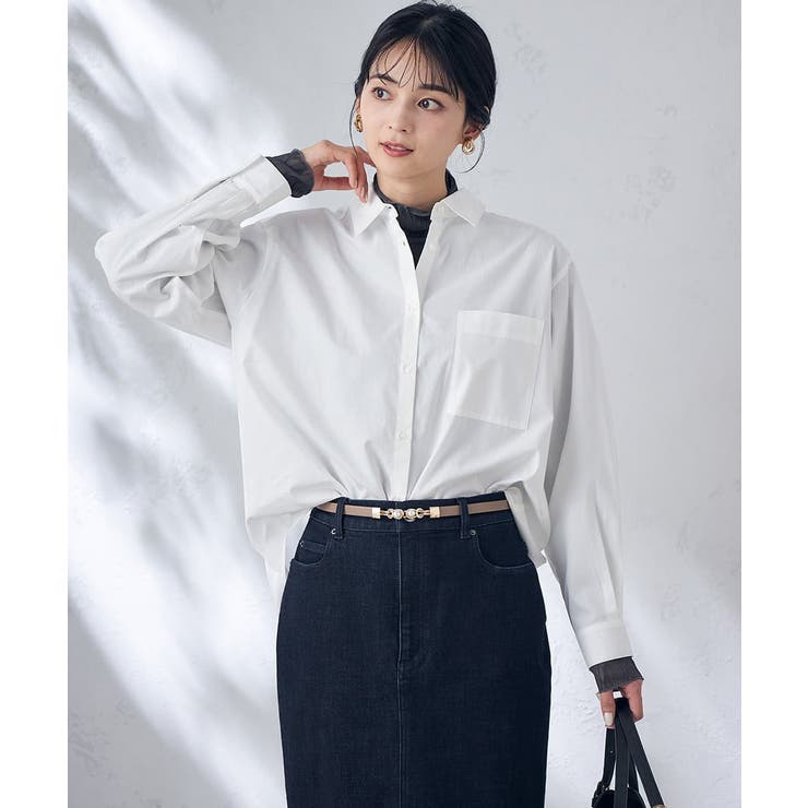 ホワイト | コットンベーシックシャツ | a.v.v【WOMEN】