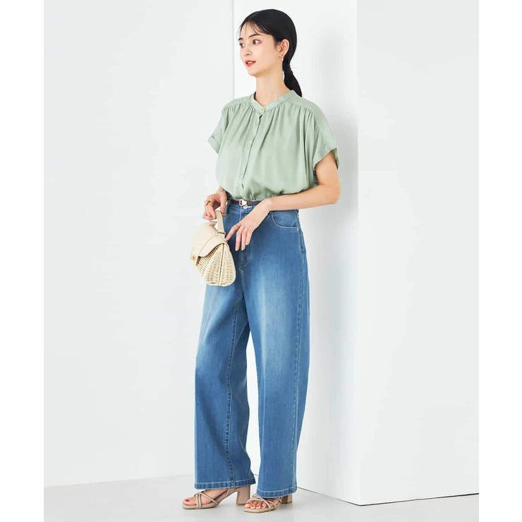 【接触冷感/UVカット/吸水速乾/イージーケア/洗える】サテンギャザーブラウス | a.v.v【WOMEN】 | 詳細画像6 