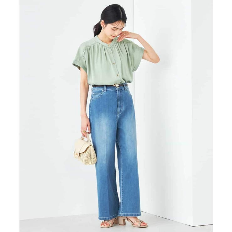 【接触冷感/UVカット/吸水速乾/イージーケア/洗える】サテンギャザーブラウス | a.v.v【WOMEN】 | 詳細画像9 