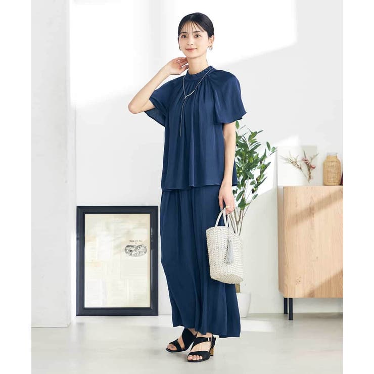 【洗える/イージーケア】サテンフリルネックブラウス | a.v.v【WOMEN】 | 詳細画像12 