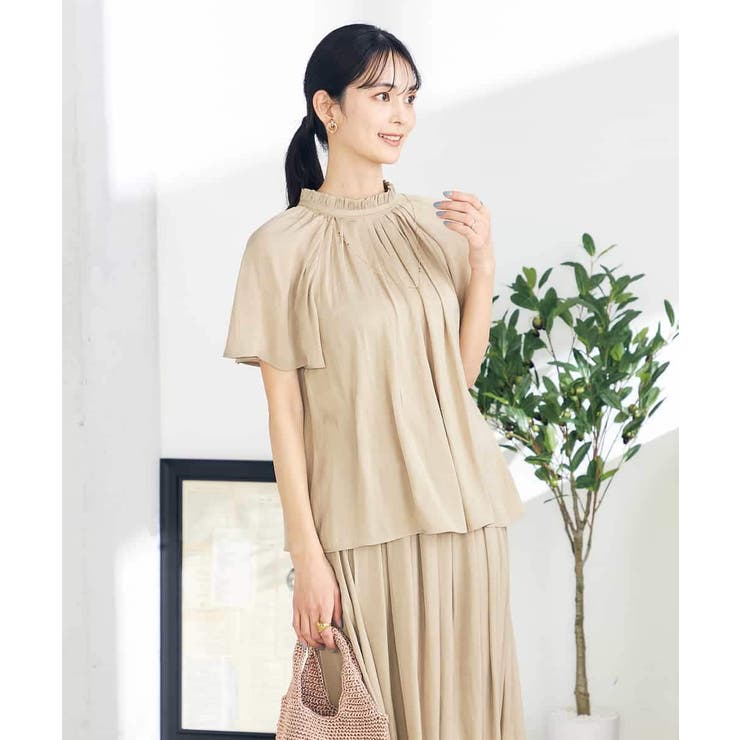 【洗える/イージーケア】サテンフリルネックブラウス | a.v.v【WOMEN】 | 詳細画像17 