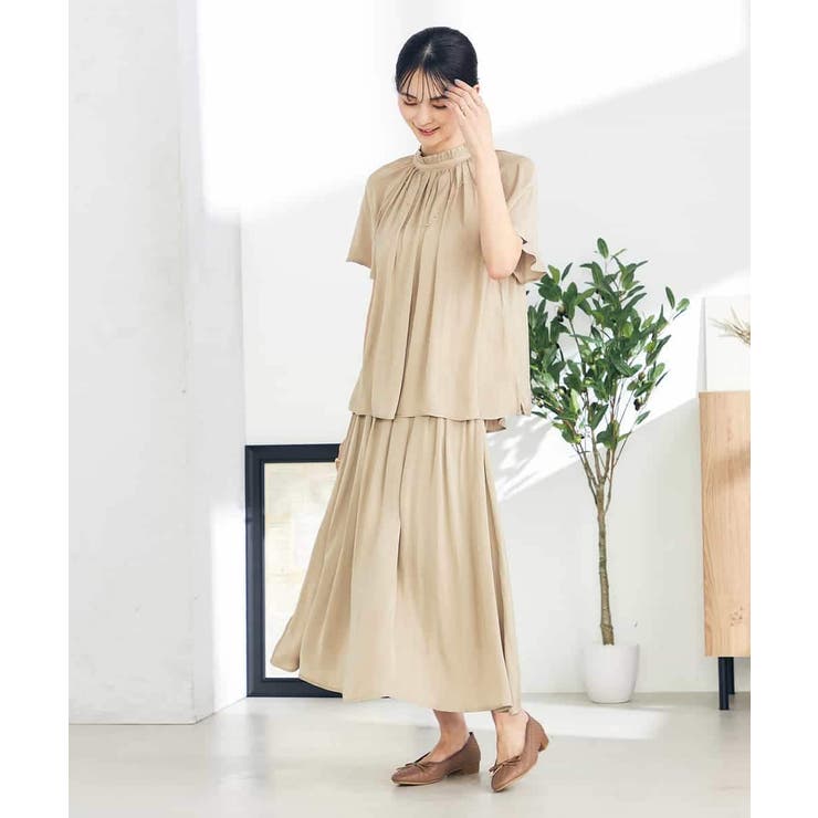 【洗える/イージーケア】サテンフリルネックブラウス | a.v.v【WOMEN】 | 詳細画像19 