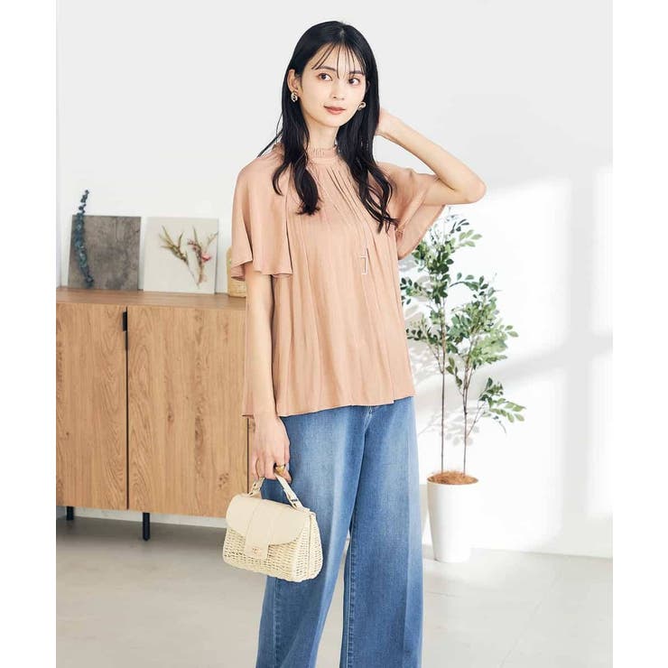 【洗える/イージーケア】サテンフリルネックブラウス | a.v.v【WOMEN】 | 詳細画像2 