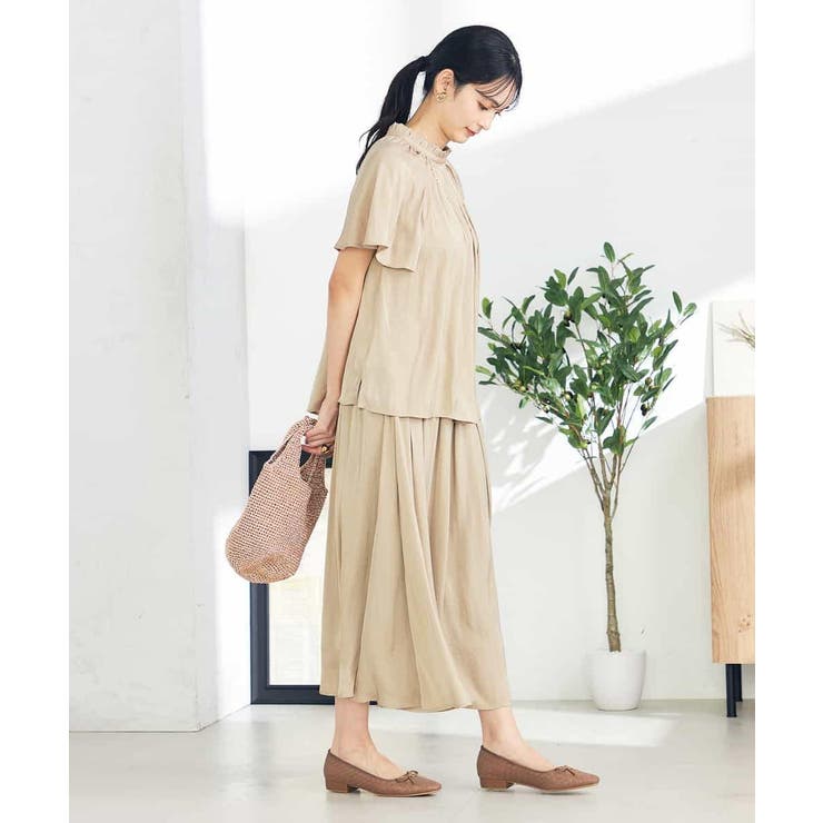 【洗える/イージーケア】サテンフリルネックブラウス | a.v.v【WOMEN】 | 詳細画像20 