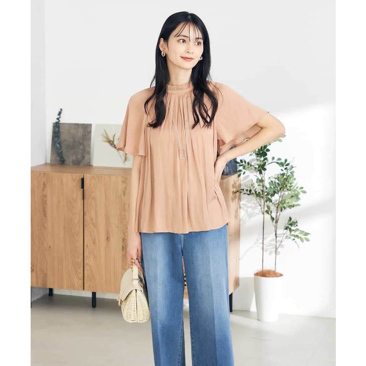 【洗える/イージーケア】サテンフリルネックブラウス | a.v.v【WOMEN】 | 詳細画像3 