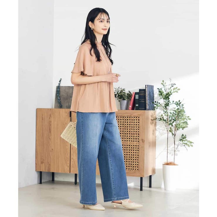 【洗える/イージーケア】サテンフリルネックブラウス | a.v.v【WOMEN】 | 詳細画像5 