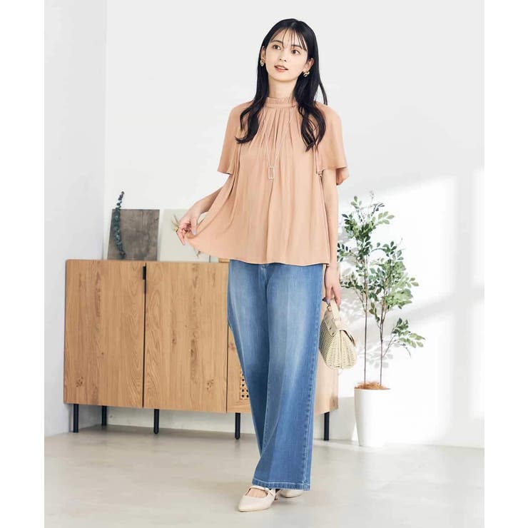 【洗える/イージーケア】サテンフリルネックブラウス | a.v.v【WOMEN】 | 詳細画像7 