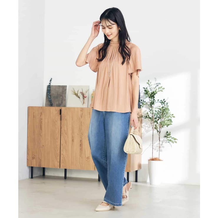 【洗える/イージーケア】サテンフリルネックブラウス | a.v.v【WOMEN】 | 詳細画像8 