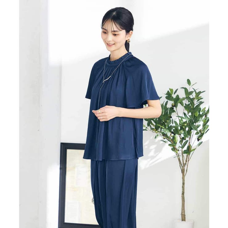 【洗える/イージーケア】サテンフリルネックブラウス | a.v.v【WOMEN】 | 詳細画像9 