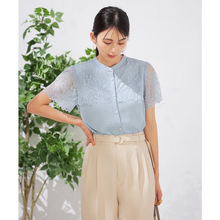 ライトブルー | レースヨークブラウス | a.v.v【WOMEN】