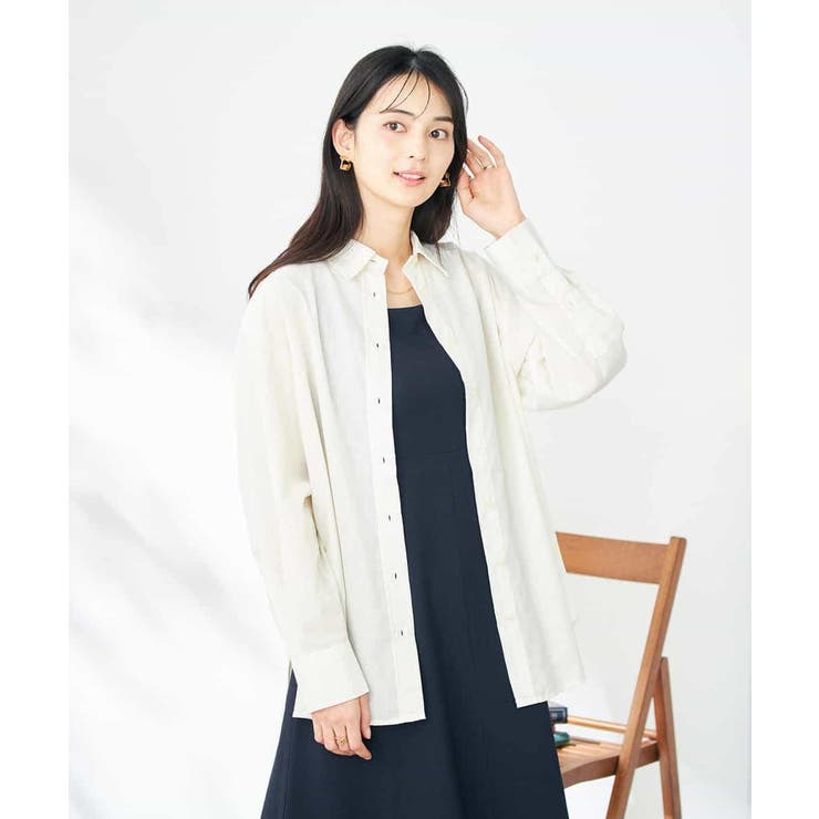 ホワイト | 【マルチウェイ】リネン混ベーシックシャツ | a.v.v【WOMEN】