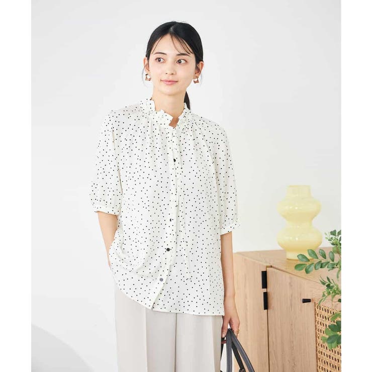 アイボリー | フリルネックボウタイブラウス | a.v.v【WOMEN】