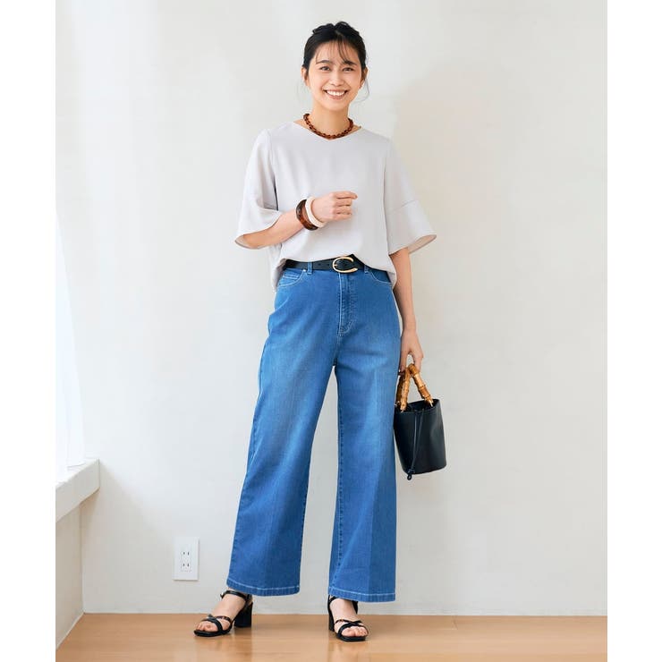 ［支持率NO.1/接触冷感/速乾/UVカット/イージーケア］浅Vネックブラウス | a.v.v【WOMEN】 | 詳細画像18 