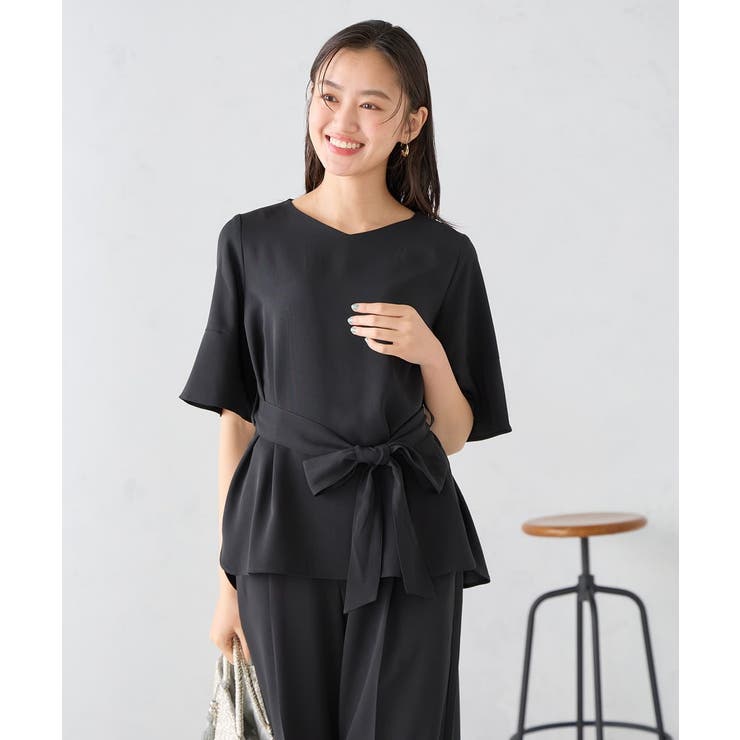 ［支持率NO.1/接触冷感/速乾/UVカット/イージーケア］浅Vネックブラウス | a.v.v【WOMEN】 | 詳細画像2 