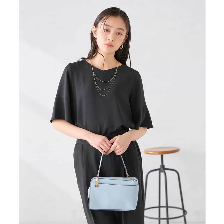 ブラック | ［支持率NO.1/接触冷感/速乾/UVカット/イージーケア］浅Vネックブラウス | a.v.v【WOMEN】