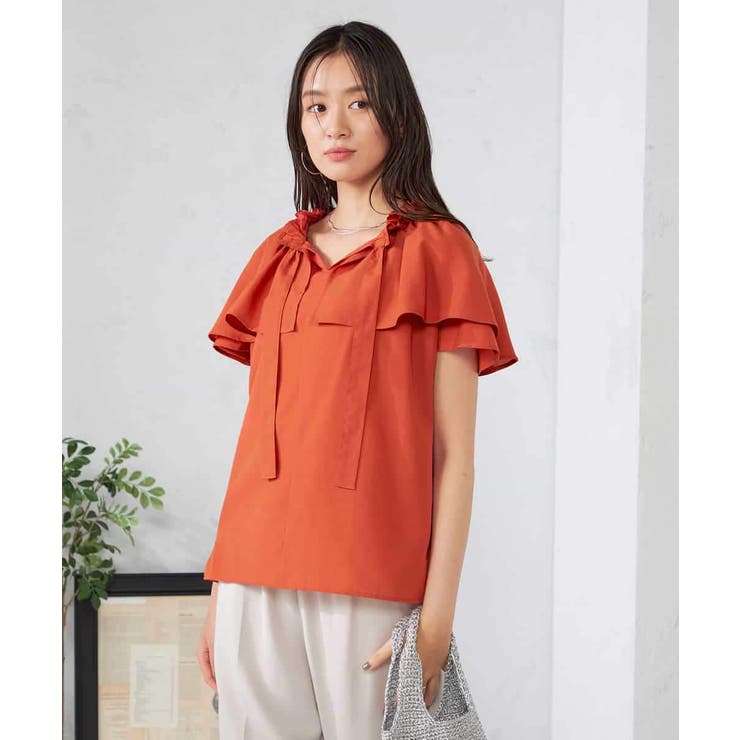 オレンジ | ナチュラルタッチフリルブラウス | a.v.v【WOMEN】