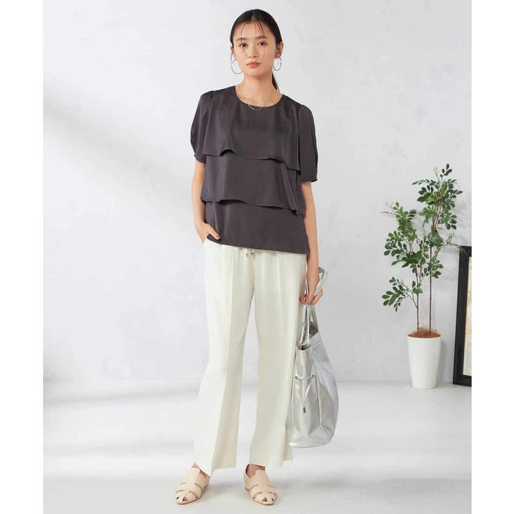 【接触冷感/UVカット/吸水速乾/イージーケア】サテンティアードブラウス | a.v.v【WOMEN】 | 詳細画像12 