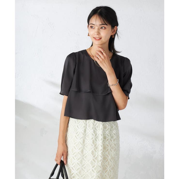 【接触冷感/UVカット/吸水速乾/イージーケア】サテンティアードブラウス | a.v.v【WOMEN】 | 詳細画像15 