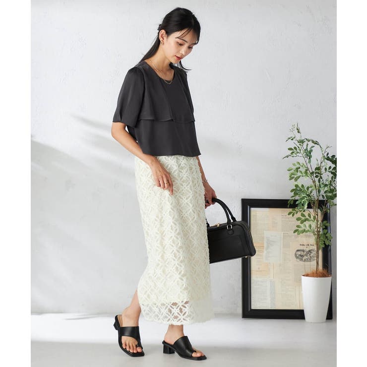 【接触冷感/UVカット/吸水速乾/イージーケア】サテンティアードブラウス | a.v.v【WOMEN】 | 詳細画像19 