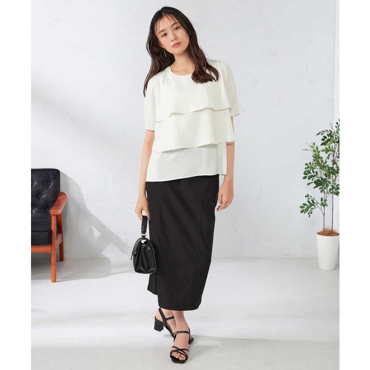 【接触冷感/UVカット/吸水速乾/イージーケア】サテンティアードブラウス | a.v.v【WOMEN】 | 詳細画像5 