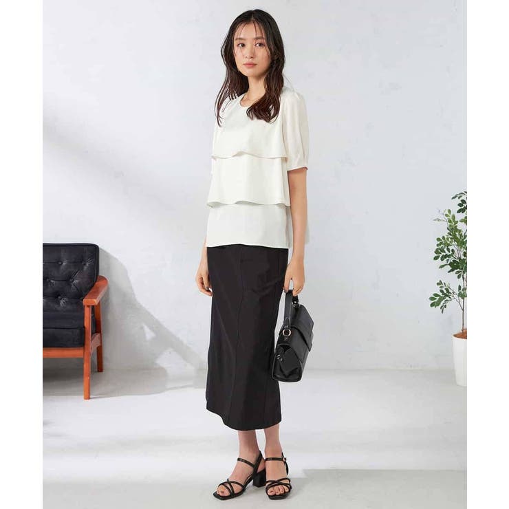 【接触冷感/UVカット/吸水速乾/イージーケア】サテンティアードブラウス | a.v.v【WOMEN】 | 詳細画像6 