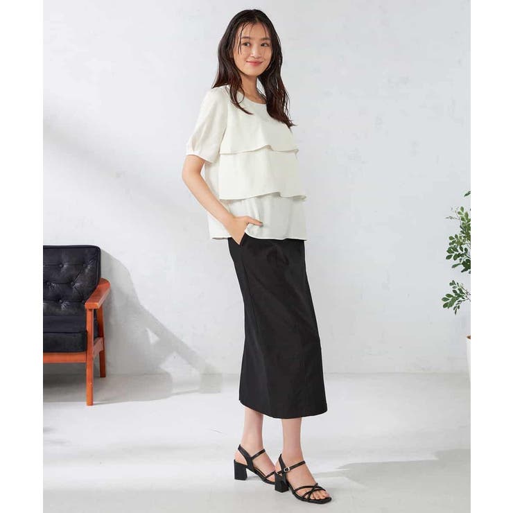 【接触冷感/UVカット/吸水速乾/イージーケア】サテンティアードブラウス | a.v.v【WOMEN】 | 詳細画像7 