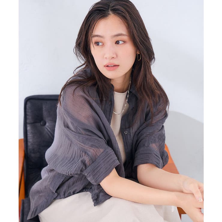 ダークグレー | シアー楊柳ドルマンシャツブラウス | a.v.v【WOMEN】