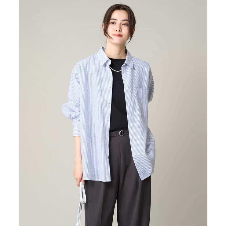 リネン混ベーシックシャツ | a.v.v【WOMEN】 | 詳細画像3 