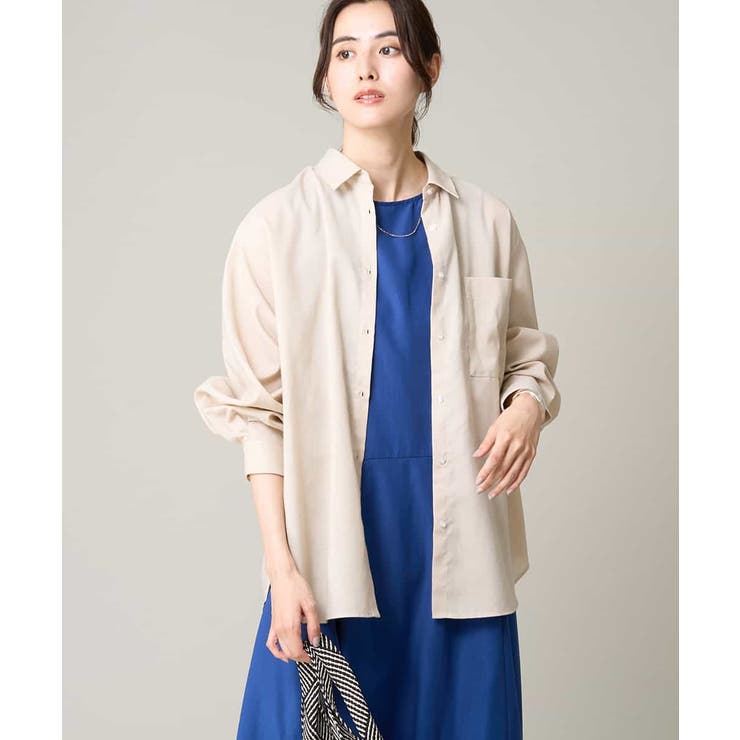 ベージュ | リネン混ベーシックシャツ | a.v.v【WOMEN】