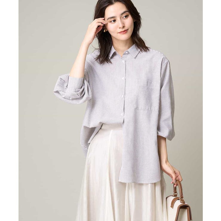 ブラウン | リネン混ベーシックシャツ | a.v.v【WOMEN】