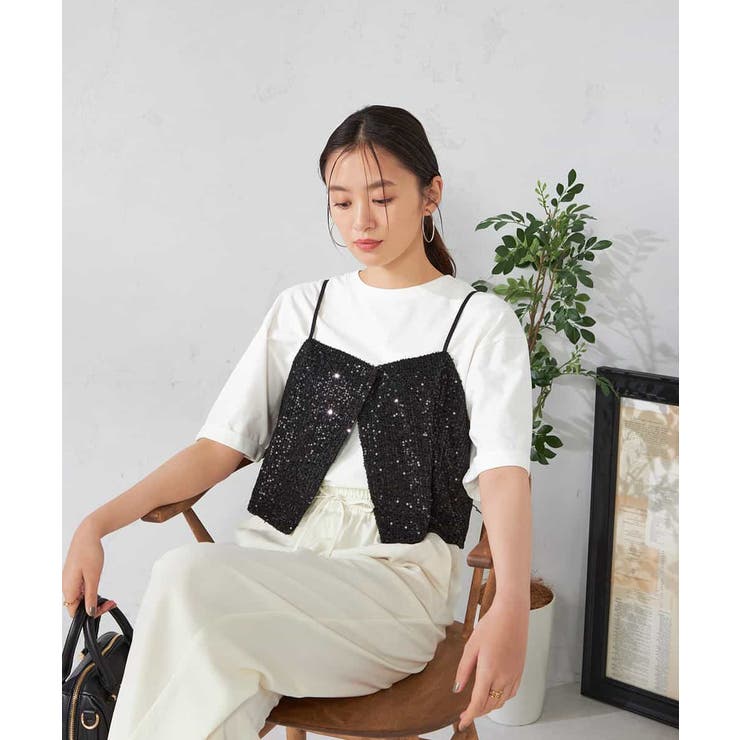 スパンコールビスチェ 黒 スパンコールビスチェ[品番：ITKW0021459]｜a.v.v【WOMEN