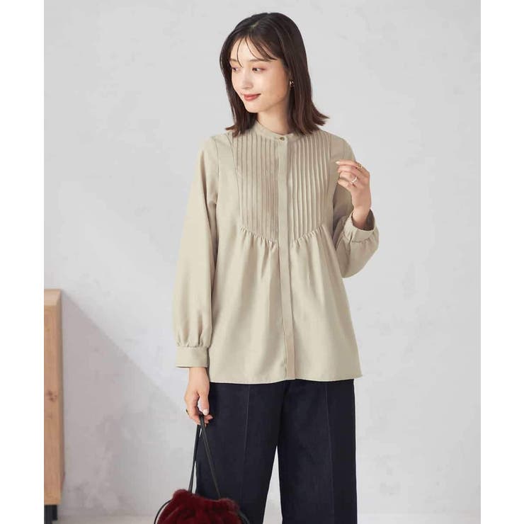ベージュ | ピンタックフレアブラウス | a.v.v【WOMEN】