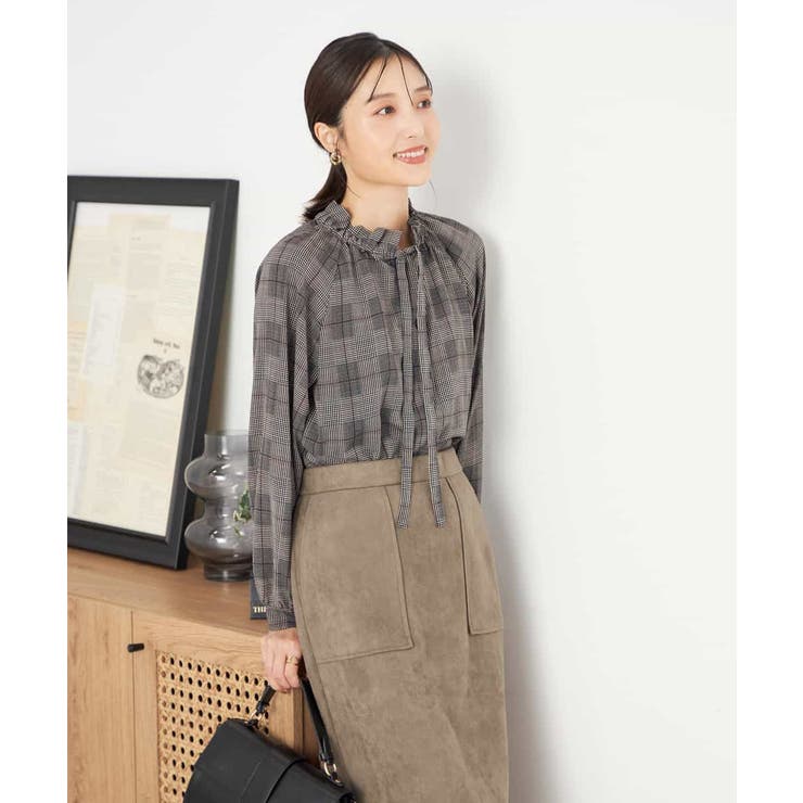 ダークグレー | フリルネックボウタイブラウス | a.v.v【WOMEN】