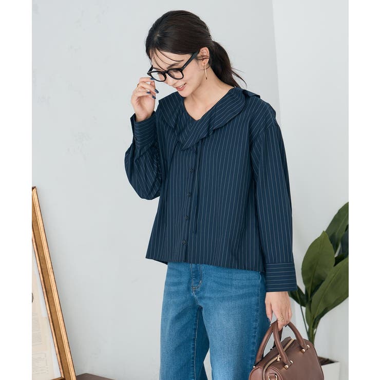 ラッフルフリルストライプブラウス | a.v.v【WOMEN】 | 詳細画像12 