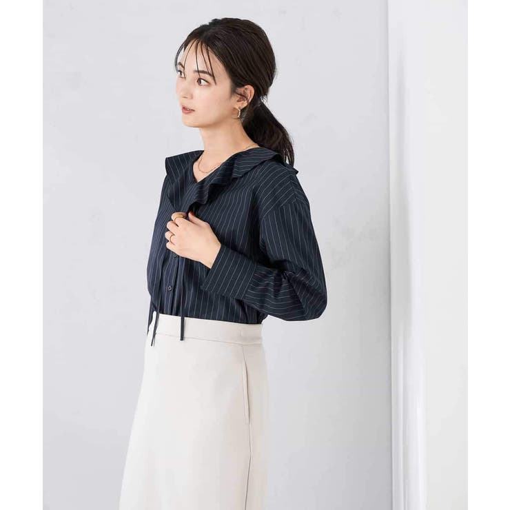 ラッフルフリルストライプブラウス | a.v.v【WOMEN】 | 詳細画像3 
