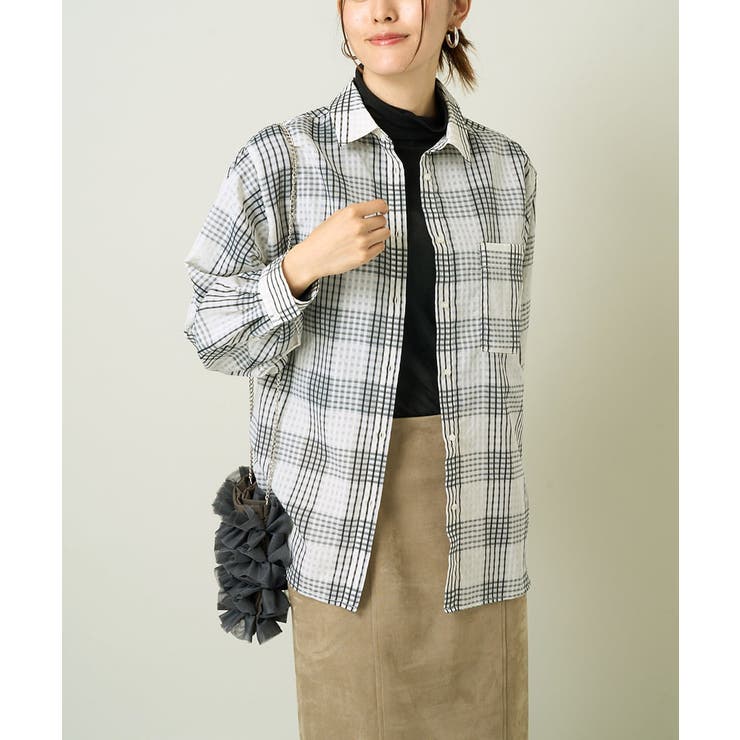 アイボリー | シアーチェックシャツ | a.v.v【WOMEN】