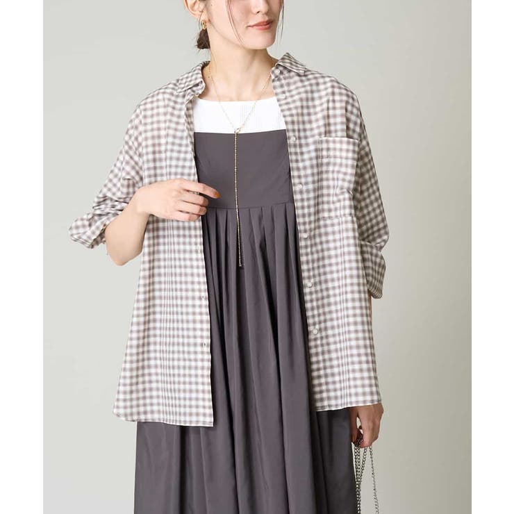 ベージュ | シアーチェックシャツ | a.v.v【WOMEN】