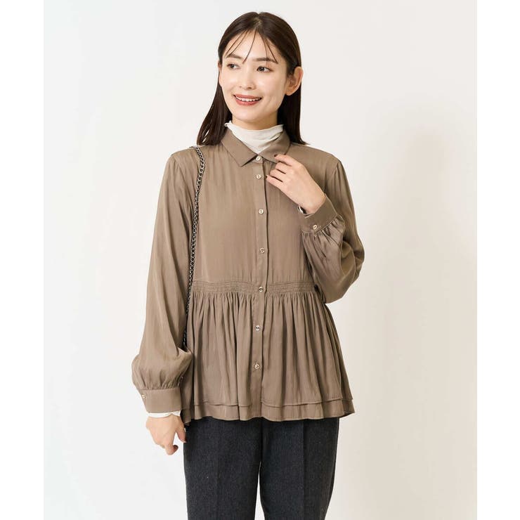 サテンウエストギャザーブラウス | a.v.v【WOMEN】 | 詳細画像1 