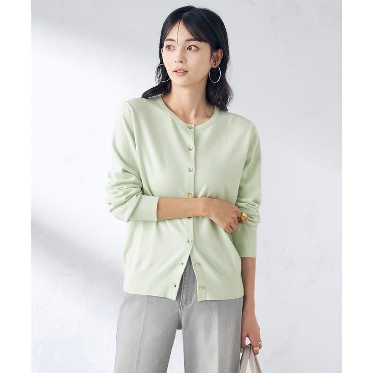 ミントグリーン | 【洗える】クルーネックニットカーディガン/アンサンブル対応 | a.v.v【WOMEN】