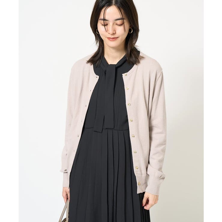 グレージュ | 【洗える】クルーネックニットカーディガン/アンサンブル対応 | a.v.v【WOMEN】