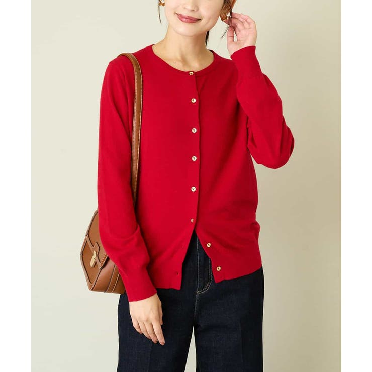 【洗える】クルーネックニットカーディガン/アンサンブル対応 | a.v.v【WOMEN】 | 詳細画像1 