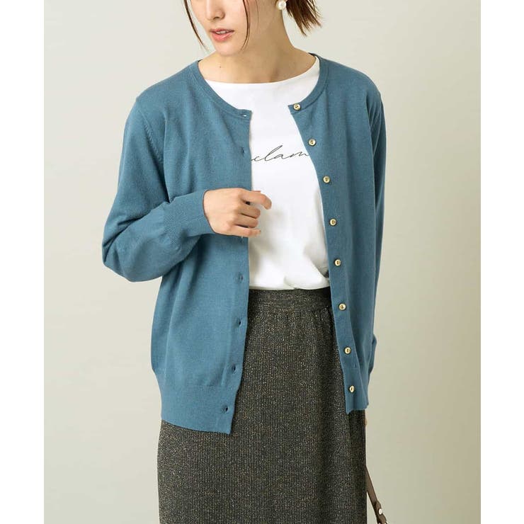 ブルー | 【洗える】クルーネックニットカーディガン/アンサンブル対応 | a.v.v【WOMEN】