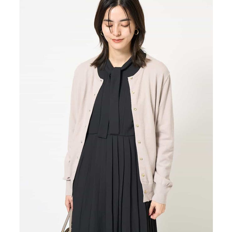 ライトグレー | 【洗える】クルーネックニットカーディガン/アンサンブル対応 | a.v.v【WOMEN】